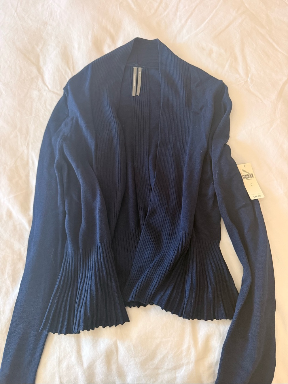Anthropologie Navy Open-Front Ribbed Cardigan